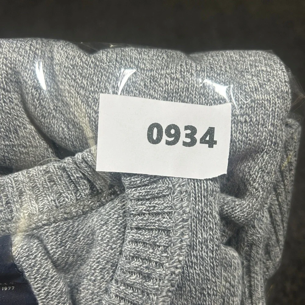 American Eagle Sweater Mens Large Gray Navy Striped Cotton Crewneck Excellent